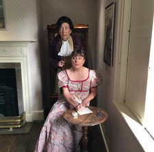 Maggie Fox as Mr Darcy and Sue Ryding as Jane Austen