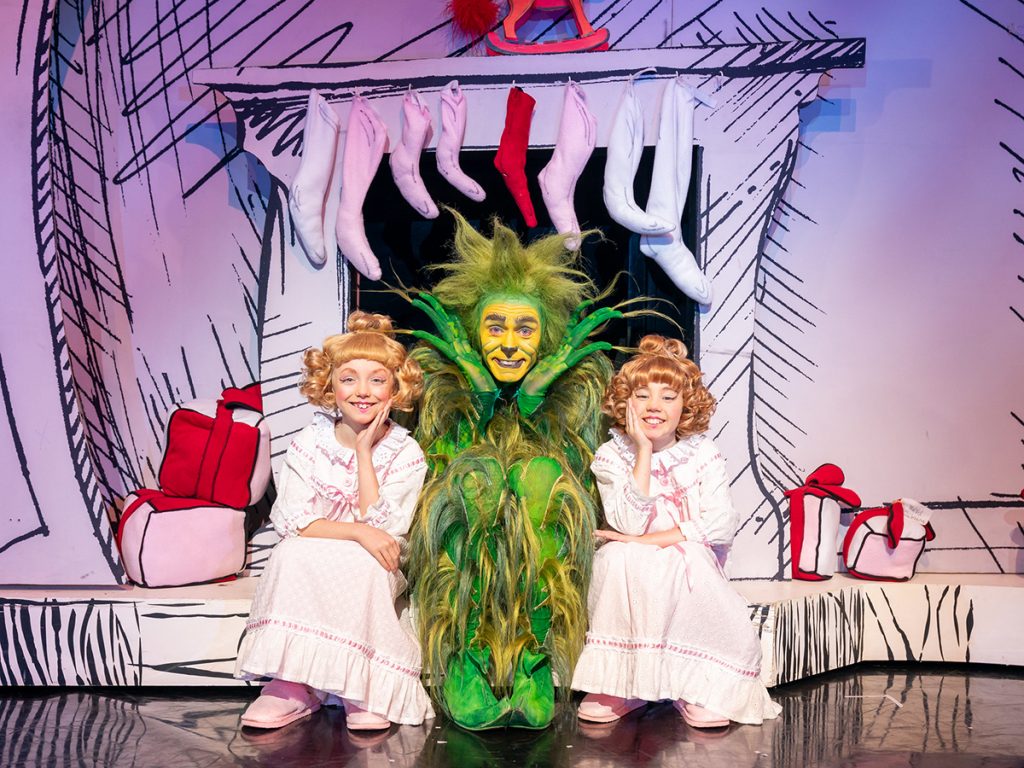 L-R Bebe Massey, Edward Baker-Duly & Eve Corbishley 2019 Cast of Dr Seuss' How The Grinch Stole Christmas! The Musical.