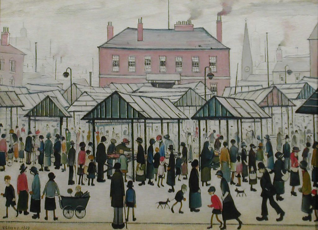 L.S. Lowry, Market Scene, Northern Town 1939 © The Lowry Collection, Salford