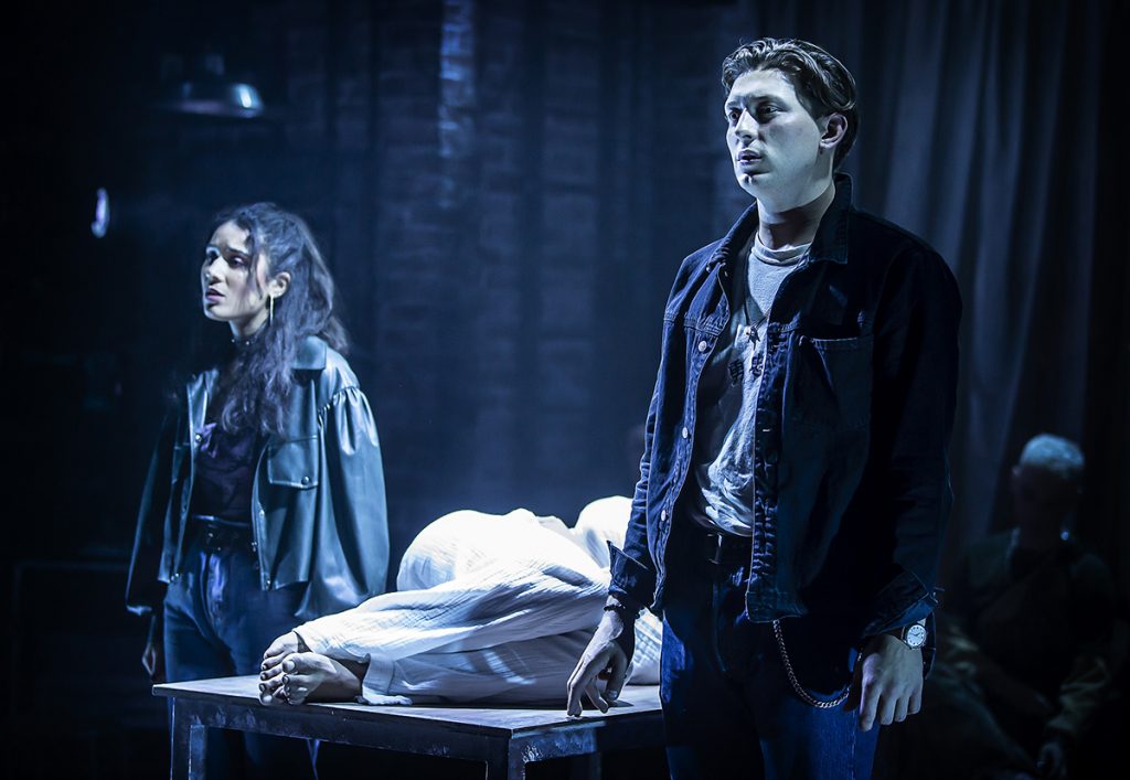 Tom Francis (Roger) and Maiya Quansah-Breed (Mimi) in RENT at Hope Mill Theatre. Photographer Pamela Raith