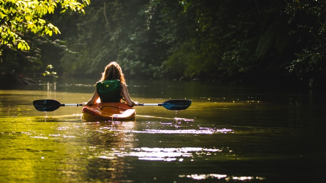 Woman in Kayak. Drake Bay Costa Rica. 
