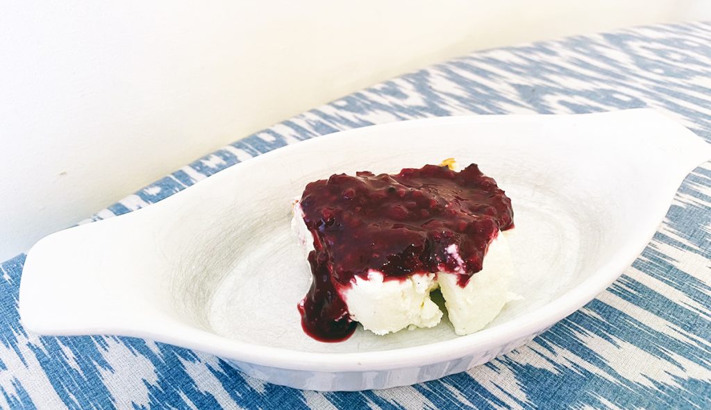 Love Yourself Cheesecake with a mixed berry jam