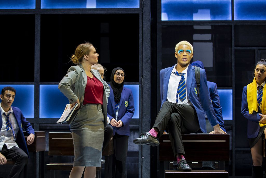 Lara Denning (Miss Hedge) and Layton Williams (Jamie New) in the Everybody's Talking About Jamie Tour.