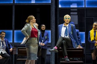 Lara Denning (Miss Hedge) and Layton Williams (Jamie New) in the Everybody's Talking About Jamie Tour.