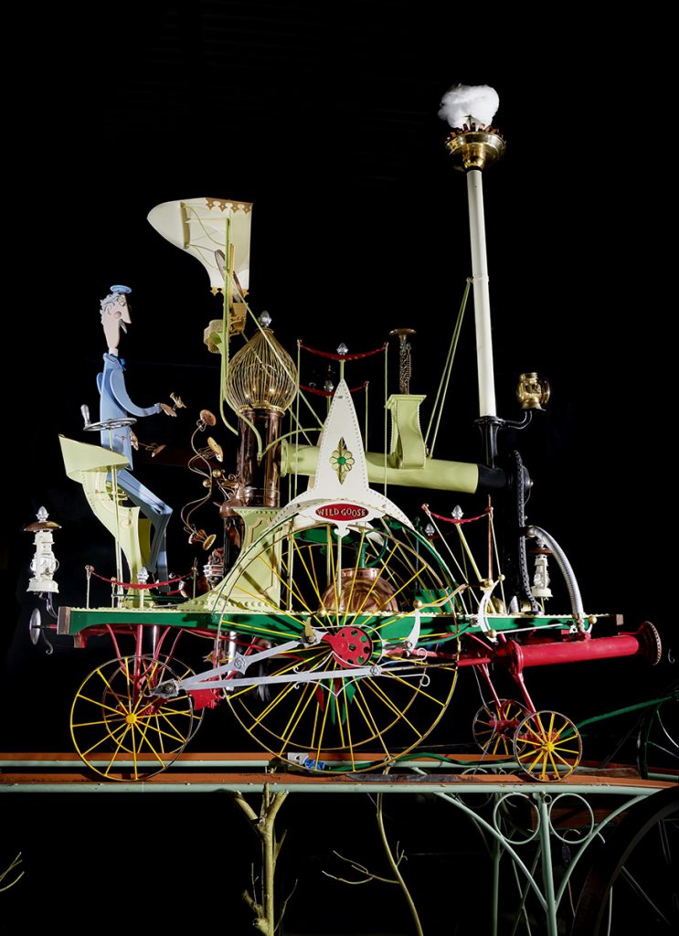 Kinetic sculpture, A Quiet Afternoon in the Cloud Cuckoo Valley, a railway-themed automaton designed by Rowland Emett, 1984. The last and largest of his works, it was built for a shopping centre in Basildon, but never installed. © The Board of Trustees of the Science Museum