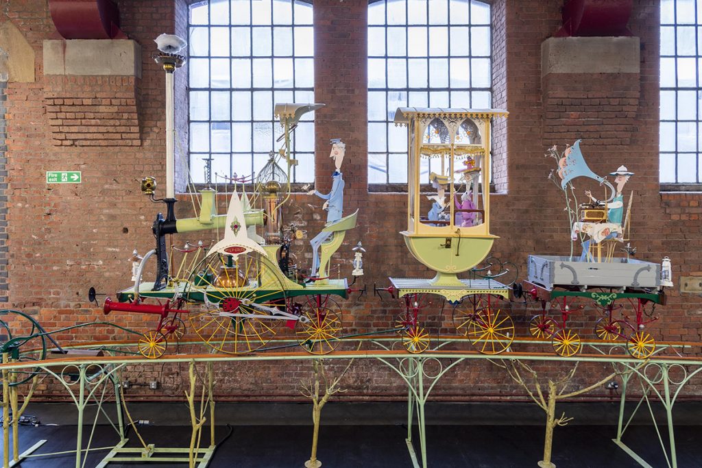 Kinetic sculpture, A Quiet Afternoon in the Cloud Cuckoo Valley, a railway-themed automaton designed by Rowland Emett, 1984. © The Board of Trustees of the Science Museum