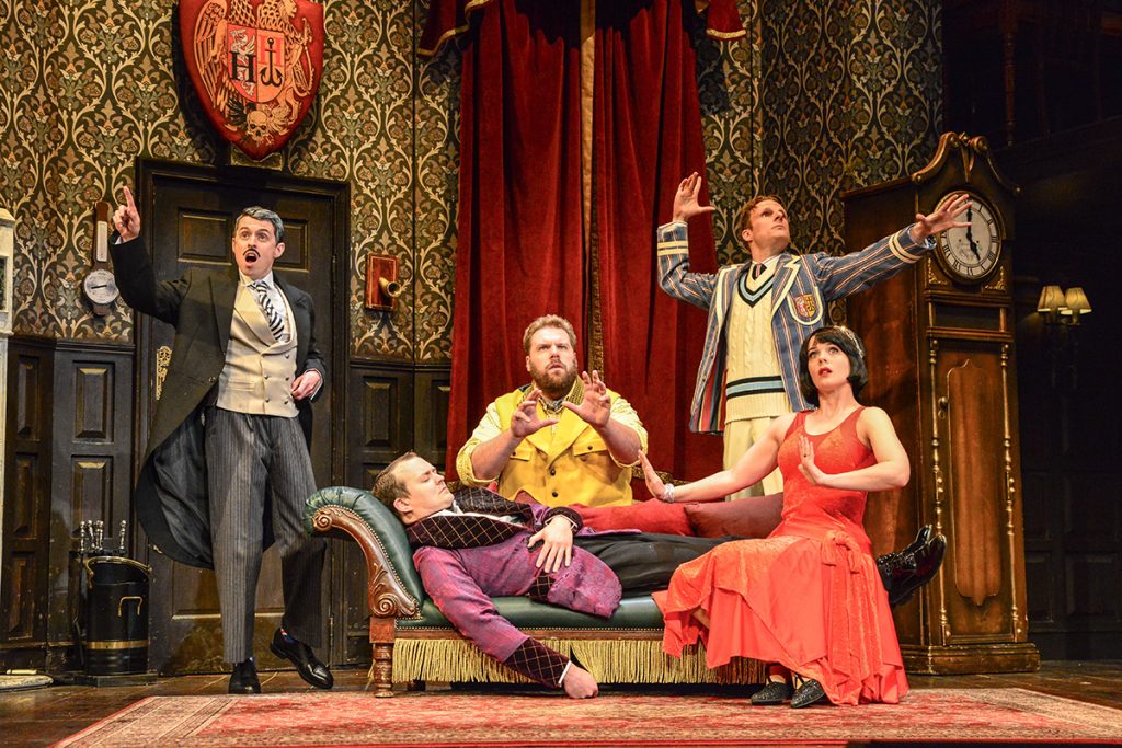 Jonathan Sayer, Greg Tannahill, Henry Lewis, Dave Hearn, Charlie Russell in The Play that Goes Wrong UK Tour