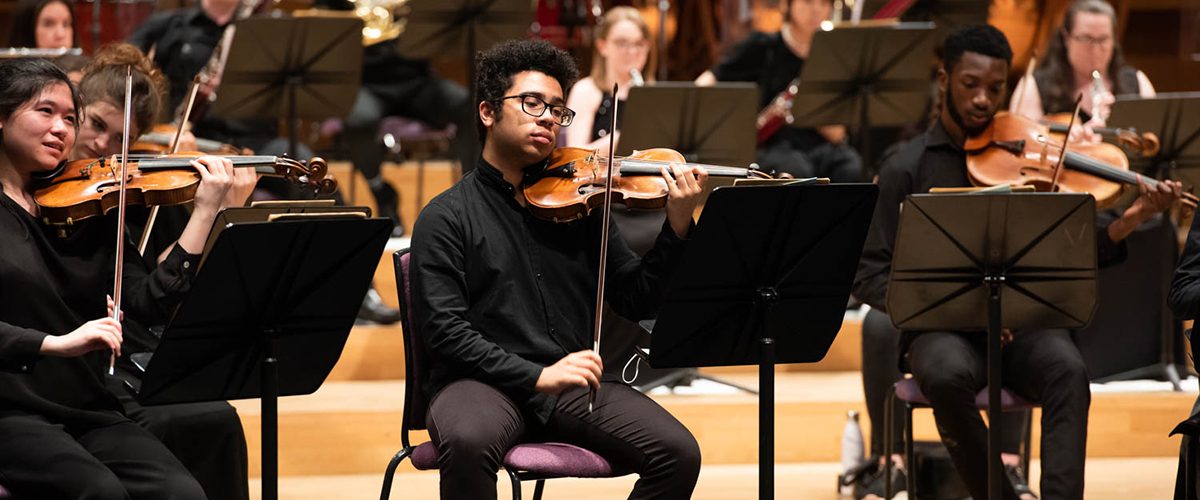 Violin soloist Jordan Brooks will lead Chetham's Symphony Orchestra at The Bridgewater Hall