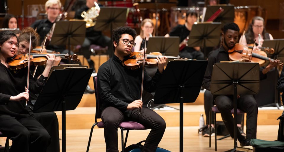 Violin soloist Jordan Brooks will lead Chetham's Symphony Orchestra at The Bridgewater Hall