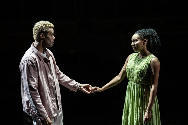Conor Glean as Romeo and Shalisha James Davis as Juliet. Credit: Johan Persson