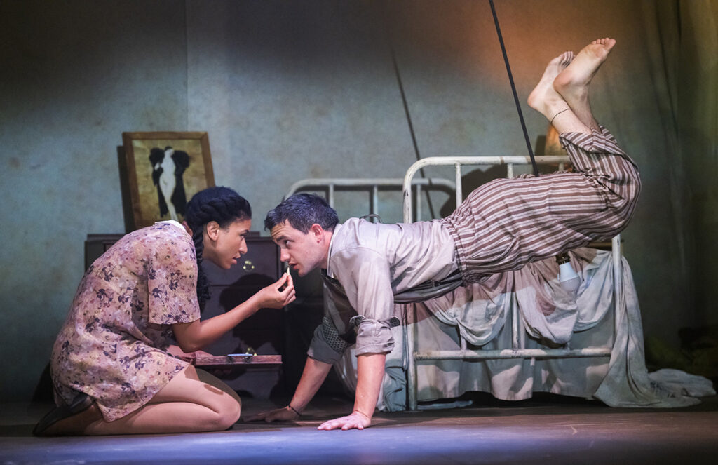 Hannah Sinclair Robinson (Grete) and Felipe Pacheco (Gregor) in Frantic Assembly’s Metamorphosis. Photography by Tristram Kenton.