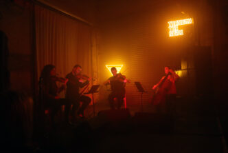 Solem Quartet and Alice Zawadzki at The White Hotel. Left to Right: Amy, William, Stephen, Stephanie. Image by Reece Donlan.