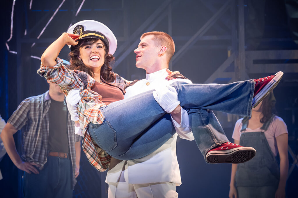 Georgia Lennon as Paula Pokrifki & Luke Baker as Zack Mayo in An Officer and a Gentleman, credit Marc Brenner