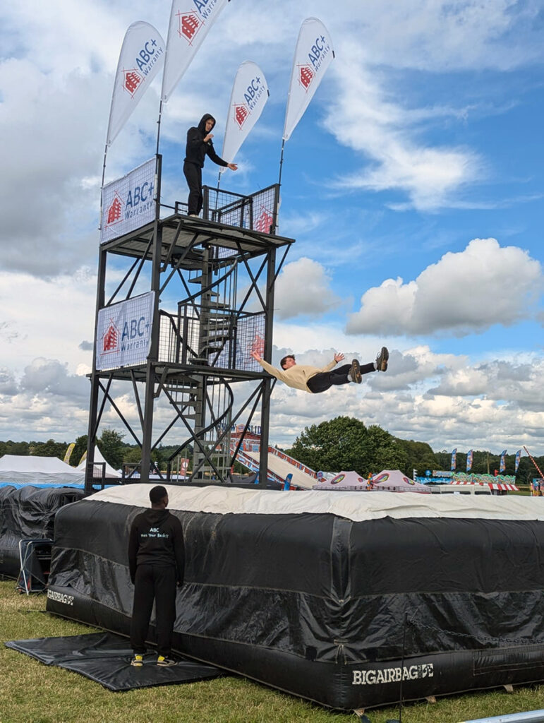 Stunt freefall jumping at The Brit Fest 2024. Image by Paul Thomason