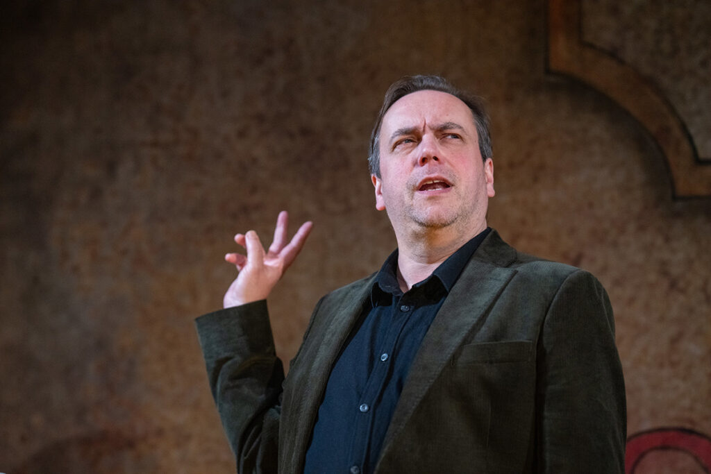 Dan Telsell in Ghost Stories. Photo by Hugo Glendinning