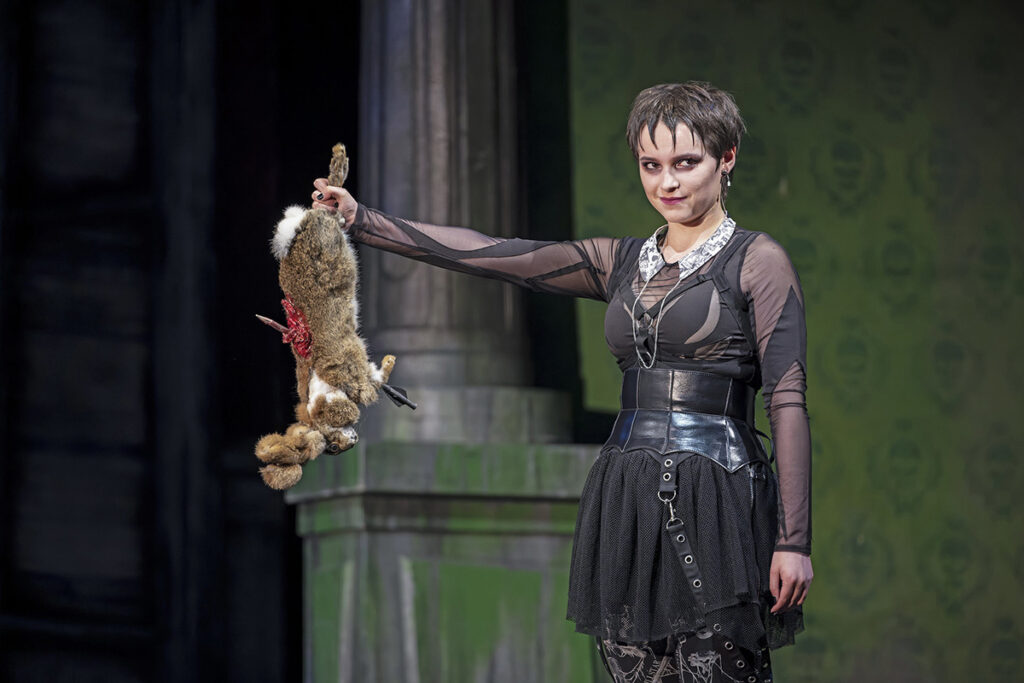 Lauren Jones as Wednesday Addams in The Addams Family UK Tour - Credit Pamela Raith
