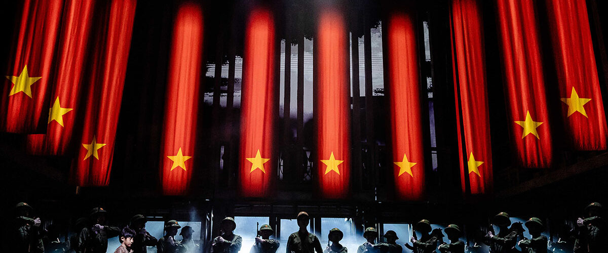 MISS SAIGON. Julianne Pundan (Kim), Mikko Juan (Thuy). Photo Danny Kaan.