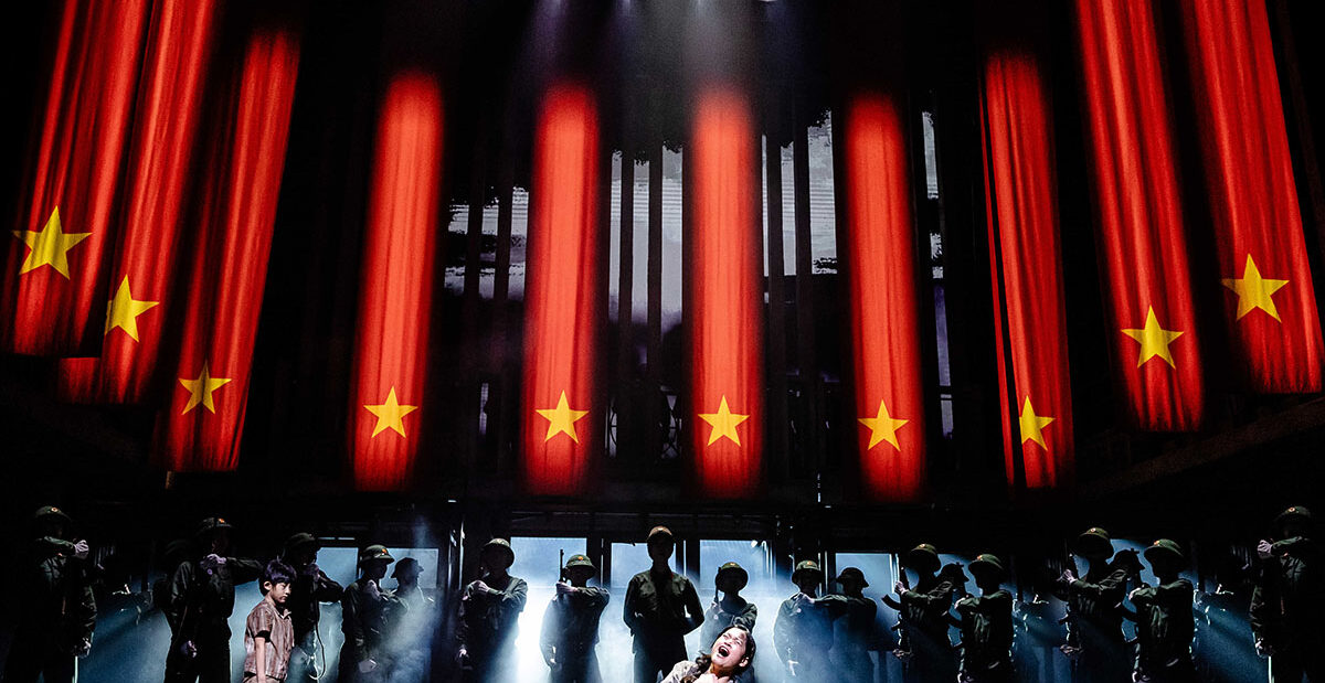 MISS SAIGON. Julianne Pundan (Kim), Mikko Juan (Thuy). Photo Danny Kaan.