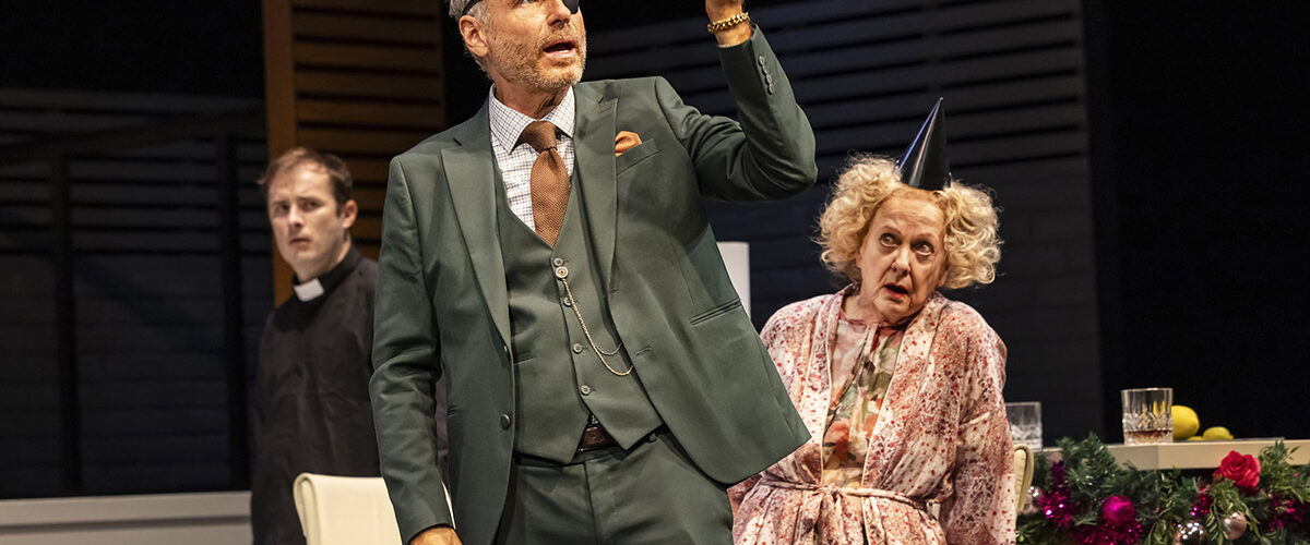 Max Bowden, Jason Durr, Susie Blake in Murder at Midnight. Credit Pamela Raith Photography