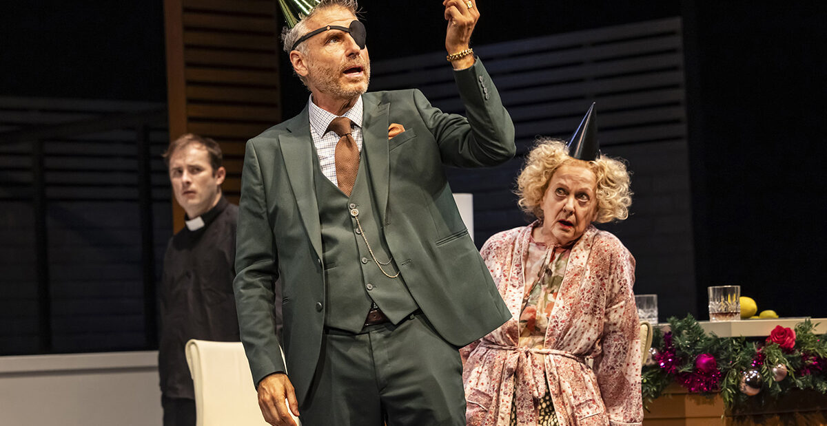 Max Bowden, Jason Durr, Susie Blake in Murder at Midnight. Credit Pamela Raith Photography