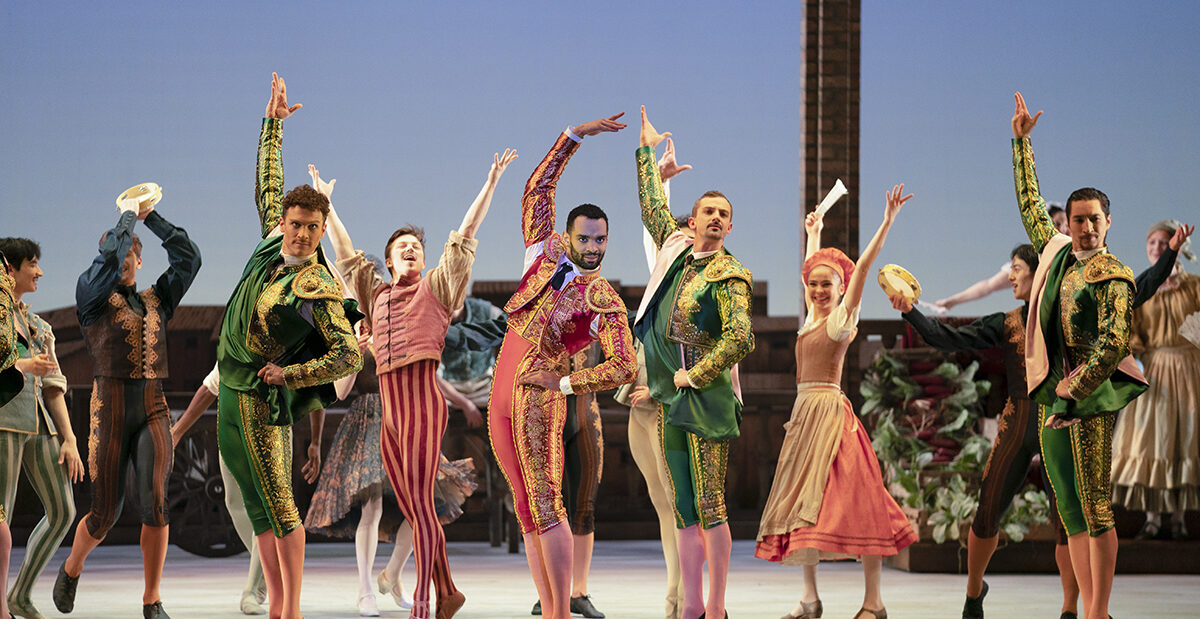 Matador Scene featuring Brandon Lawrence as Espada Photo with Artists of Birmingham Royal Ballet; photo: Emma Kauldhar