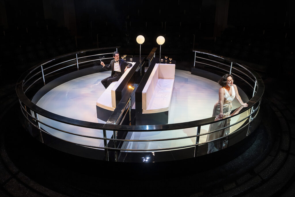 Steve John Shepherd and Jill Halfpenny in Private Lives at The Royal Exchange Theatre Credit: Johan Persson