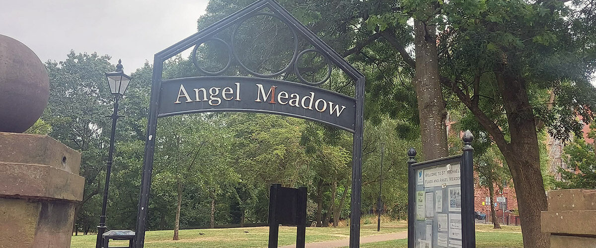 Dean Kirby's walking tour of Angel Meadow. Photo by Dave Porter