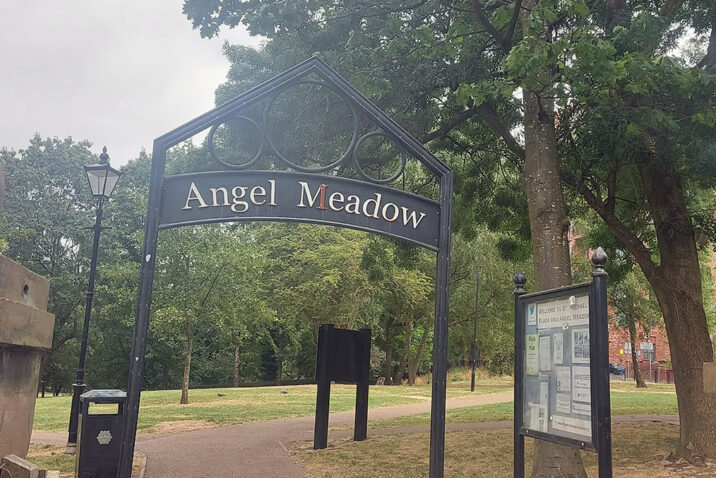 Dean Kirby's walking tour of Angel Meadow. Photo by Dave Porter