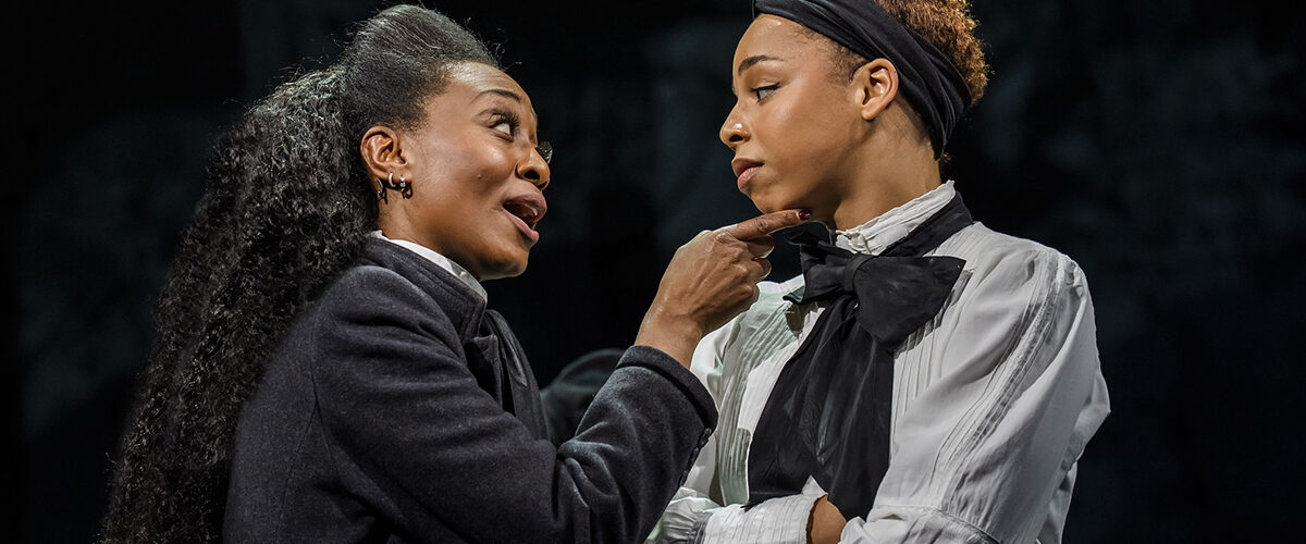 Beverley Knight MBE (Emmeline Pankhurst) and Naomi Katiyo (Sylvia Pankhurst) in 2026 production of Sylvia. Photo by Tristram Kenton.