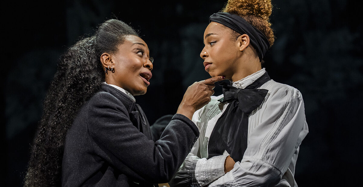 Beverley Knight MBE (Emmeline Pankhurst) and Naomi Katiyo (Sylvia Pankhurst) in 2026 production of Sylvia. Photo by Tristram Kenton.