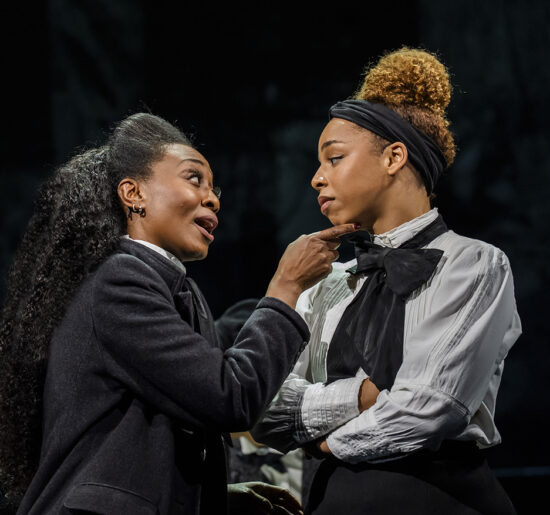 Beverley Knight MBE (Emmeline Pankhurst) and Naomi Katiyo (Sylvia Pankhurst) in 2026 production of Sylvia. Photo by Tristram Kenton.