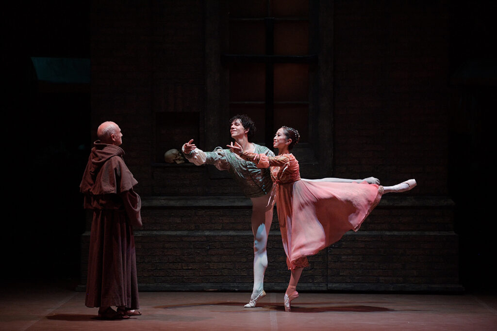 Erina Takahashi as Juliet and Isaac Hernandez as Romeo in Romeo and Juliet, English National Ballet. Photo by Laurent Liotardo