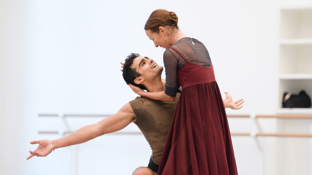 Katja Khaniukova as Juliet and Daniel McCormick as Romeo rehearsing Rudolf Nureyev's Romeo and Juliet. Image by Isabella Turolla.