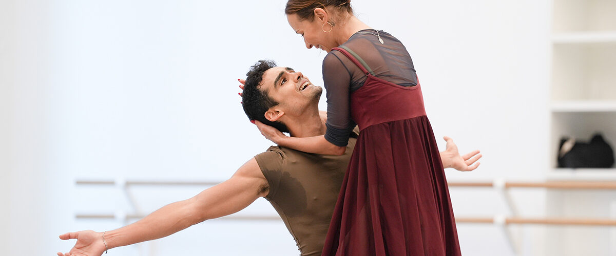 Katja Khaniukova as Juliet and Daniel McCormick as Romeo rehearsing Rudolf Nureyev's Romeo and Juliet. Image by Isabella Turolla.