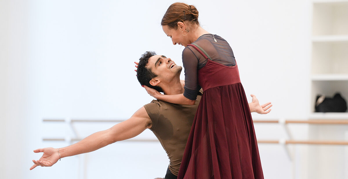 Katja Khaniukova as Juliet and Daniel McCormick as Romeo rehearsing Rudolf Nureyev's Romeo and Juliet. Image by Isabella Turolla.