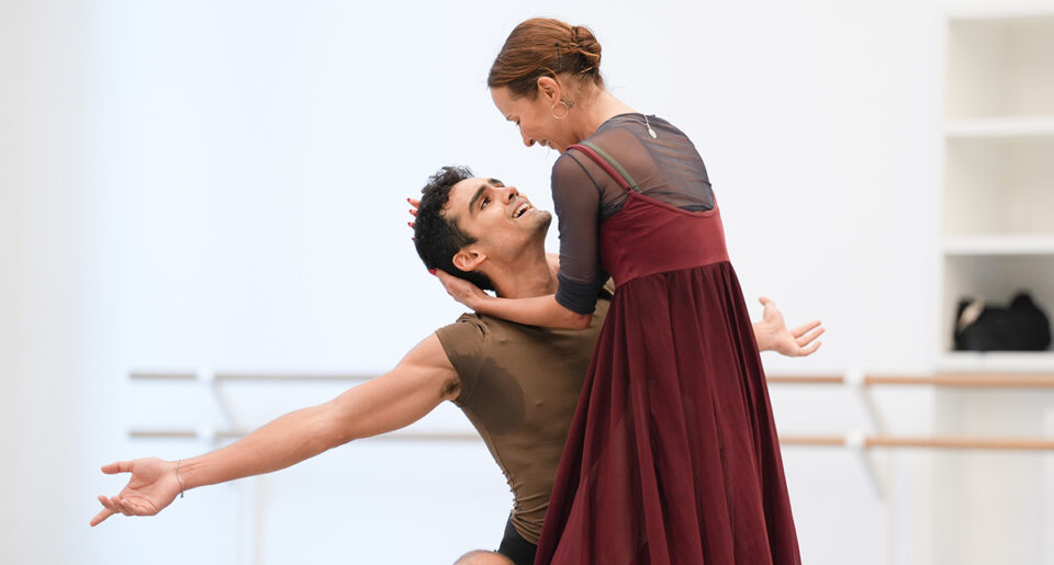 Katja Khaniukova as Juliet and Daniel McCormick as Romeo rehearsing Rudolf Nureyev's Romeo and Juliet. Image by Isabella Turolla.