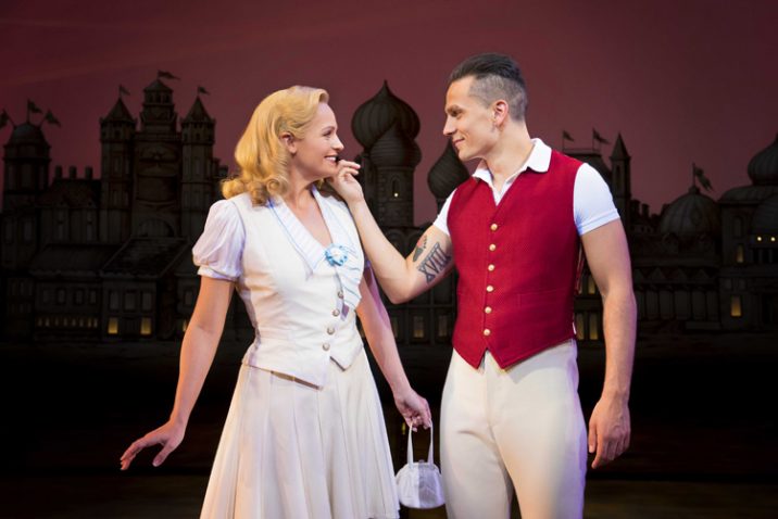 Helen Woolf as Glinda and Aaron Sidwell as Fiyero. Photo Credit Matt Crockett