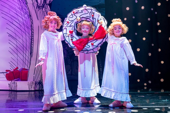 Cindy-Lou L-R Eve Corbishley, Bebe Massey & Isla Gie 2019 Cast of Dr Seuss' How The Grinch Stole Christmas! The Musical.