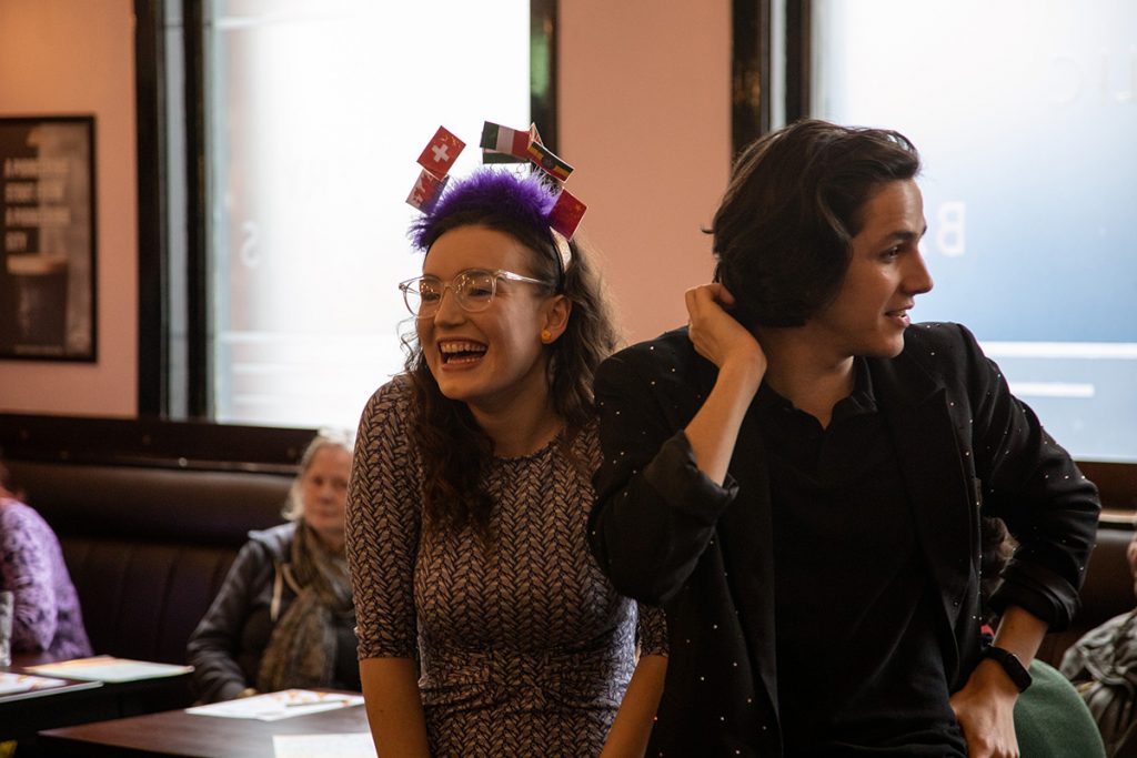 Tilly Sutcliffe and Matthew Khan  in The Last Quiz Night on Earth. Photo by Grant Arche