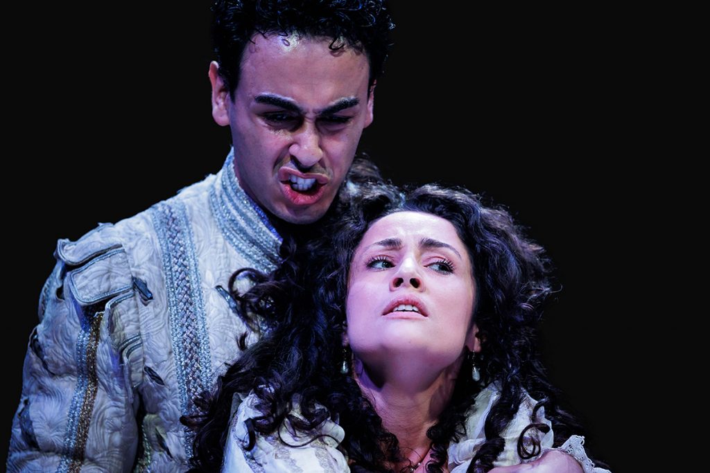 Tyler Dobbs and Rebecca Hesketh Smith as Demetrius and Hermia in A Midsummer Night's Dream Photo by Patch Dolan