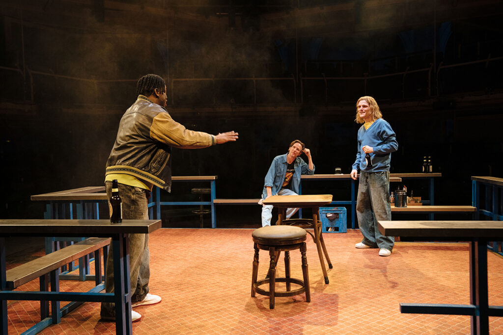 SWEAT, Abdul Sessay (Chris), Jonathan Kerrigan (Stan), Lewis Gribben (Jason) - Photo Helen Murray