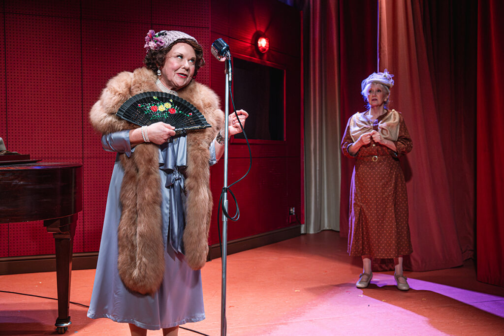 Wendi Peters as Florence Foster Jenkins and Anita Booth as Dorothy in Glorious. Photo by Cian O’Ryan