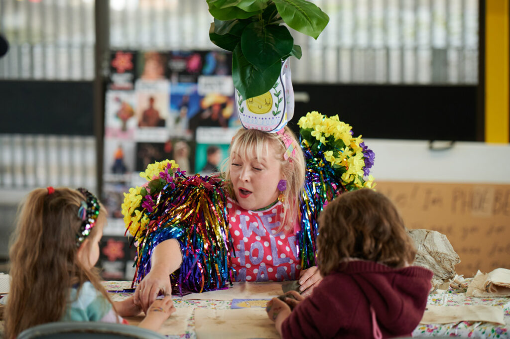 Artist Phoebe Foxtrot running a workshop for Art With Heart