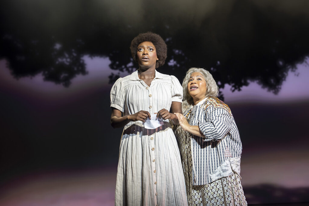 TINA - THE TINA TURNER MUSICAL. Jochebel Ohene MacCarthy (Tina) and Claude East (Gran Georgeanna). Photo by Johan Persson